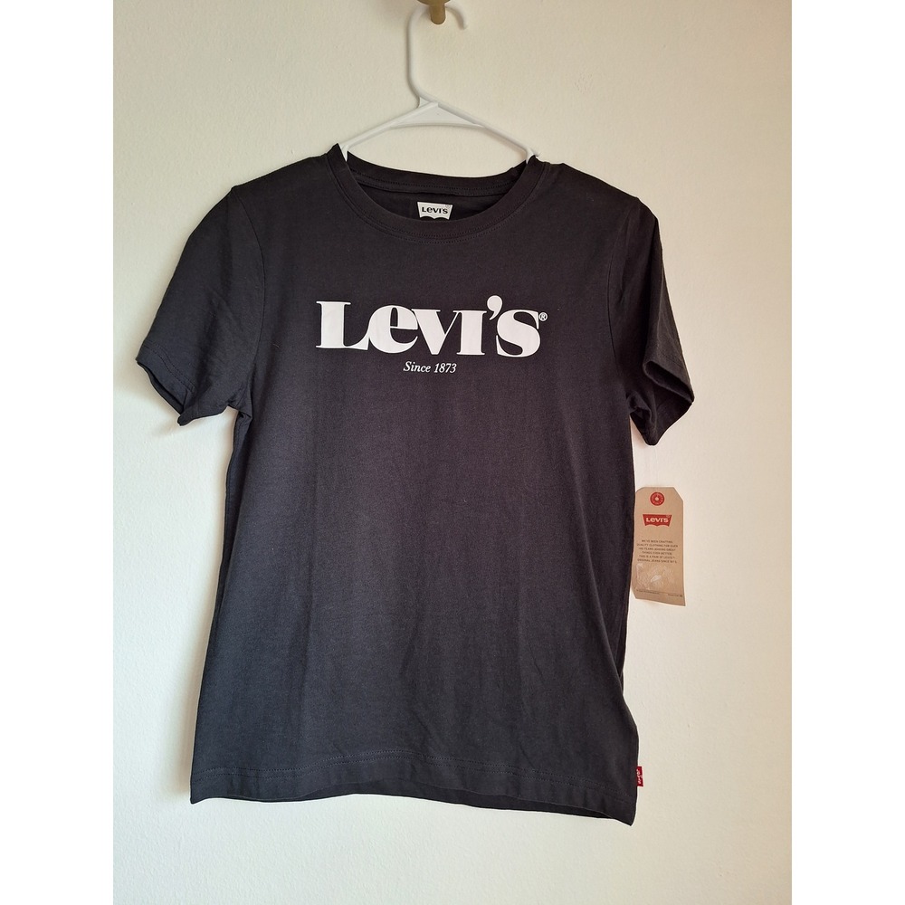 Levis Kids‎ Boys Black Graphic Logo T-Shirt Size 12A Short Sleeve Cotton Tee NWT